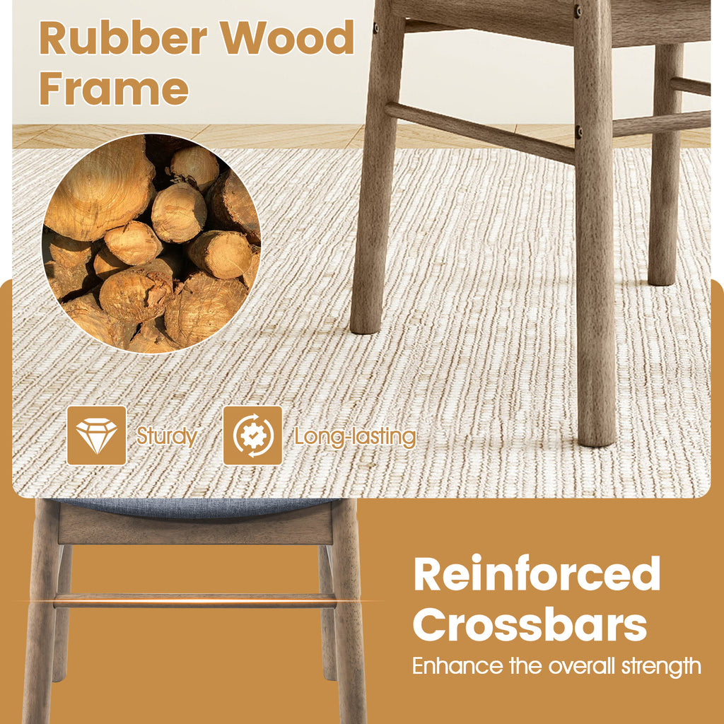 Armless Dining Chairs Set of 4, Oak - Upholstered