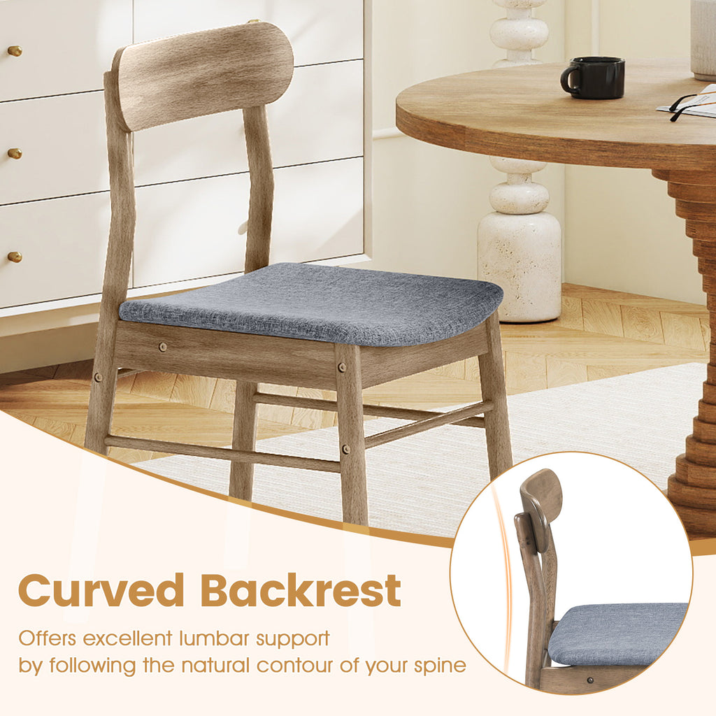 Armless Dining Chairs Set of 4, Oak - Upholstered