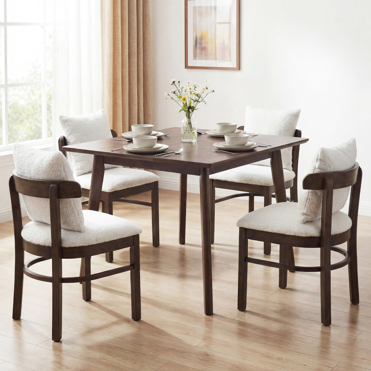 Upholstered Dining Chairs Set of 2 with Removable Pillow - Gray