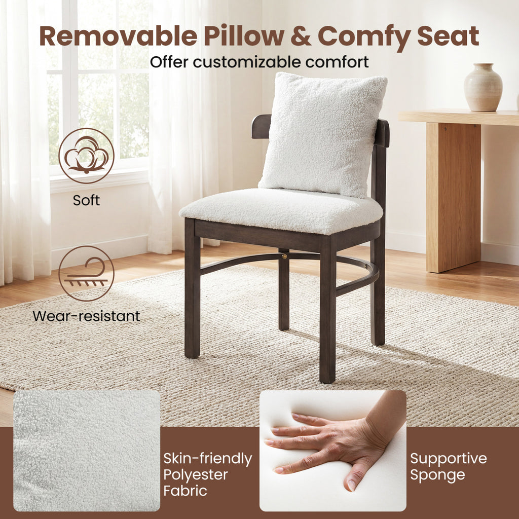 Upholstered Dining Chairs Set of 2 with Removable Pillow - Gray