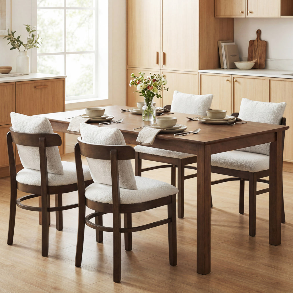 Fabric Upholstered Dining Chairs Set of 4, Gray with Removable Pillow