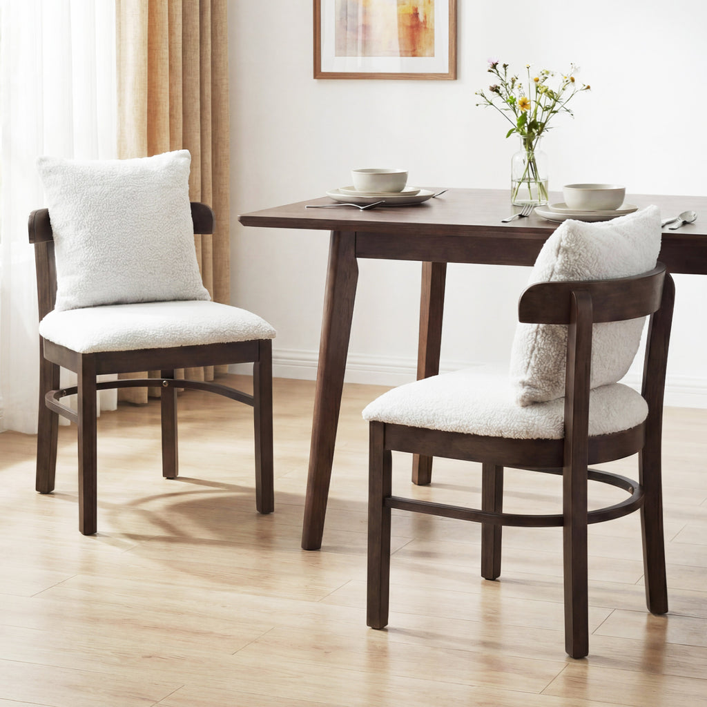 Fabric Upholstered Dining Chairs Set of 4, Gray with Removable Pillow
