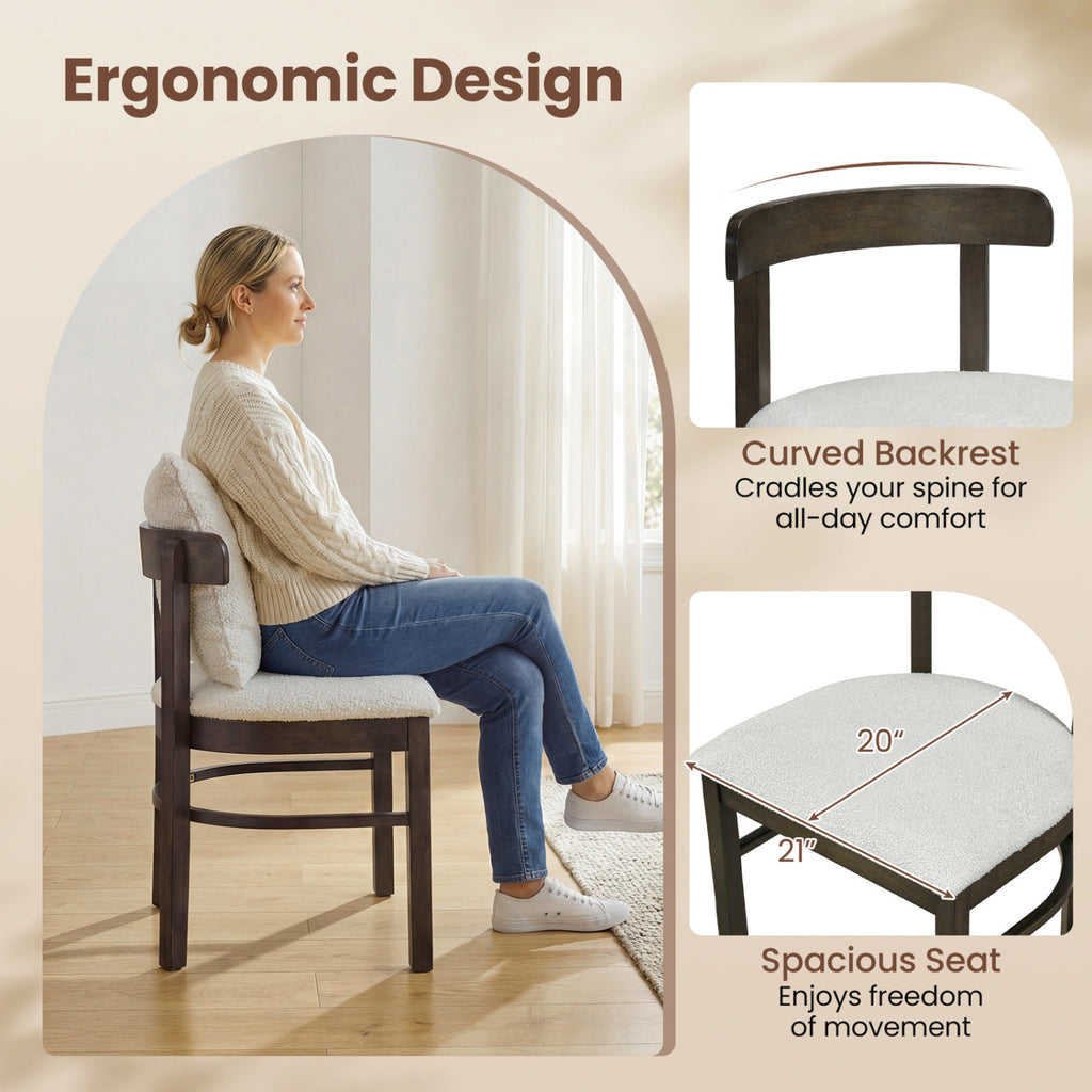 Fabric Upholstered Dining Chairs Set of 4, Gray with Removable Pillow