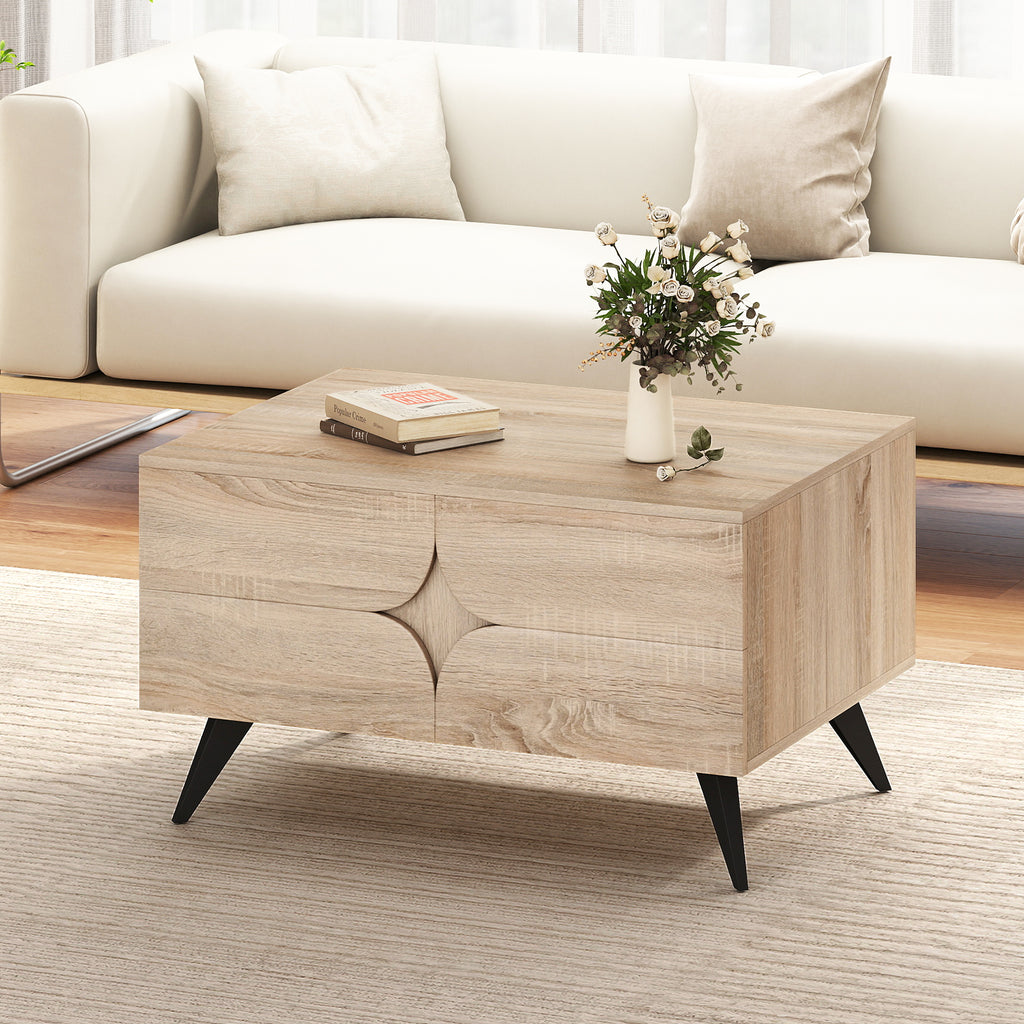 Farmhouse Coffee Table with Storage - Natural