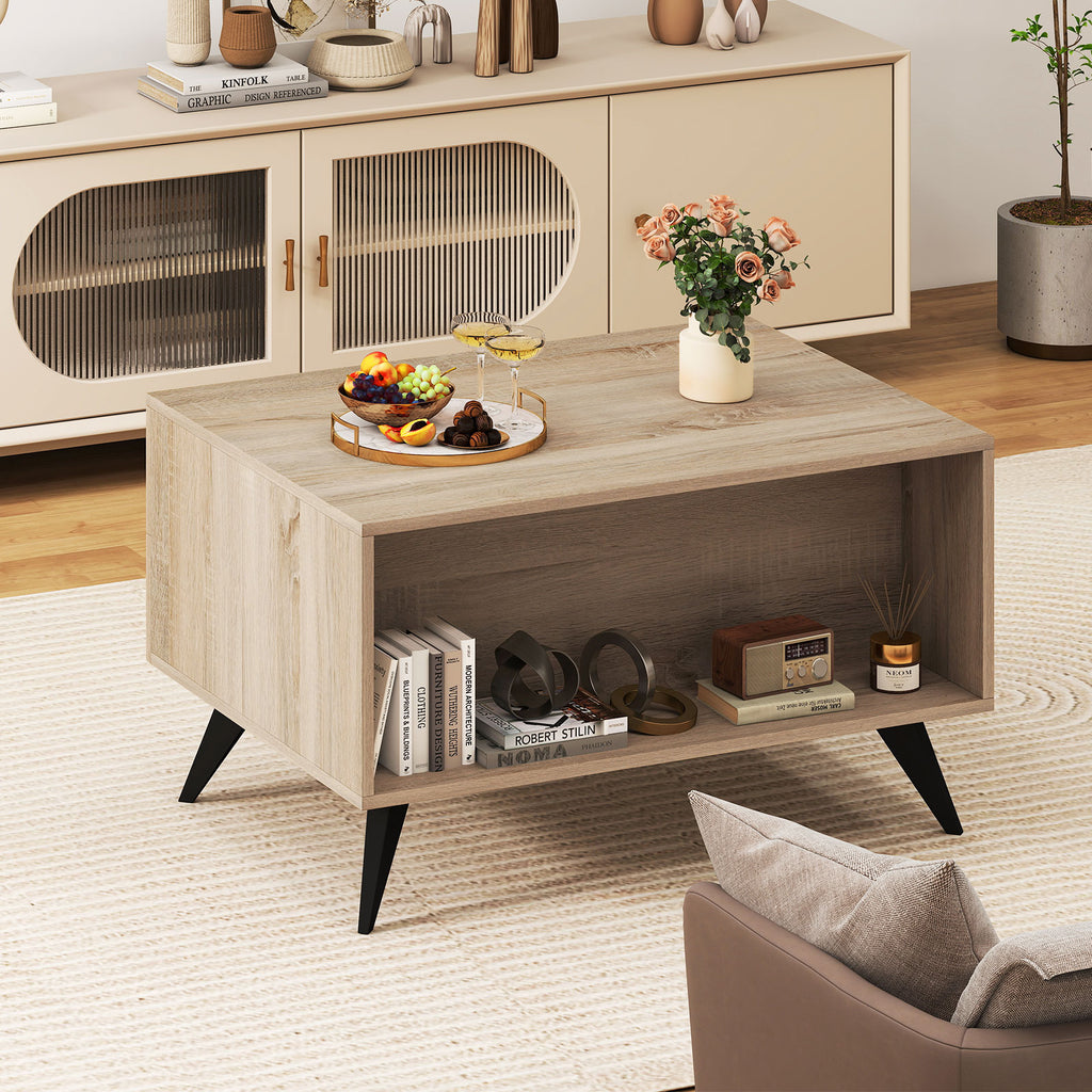 Farmhouse Coffee Table with Storage - Natural