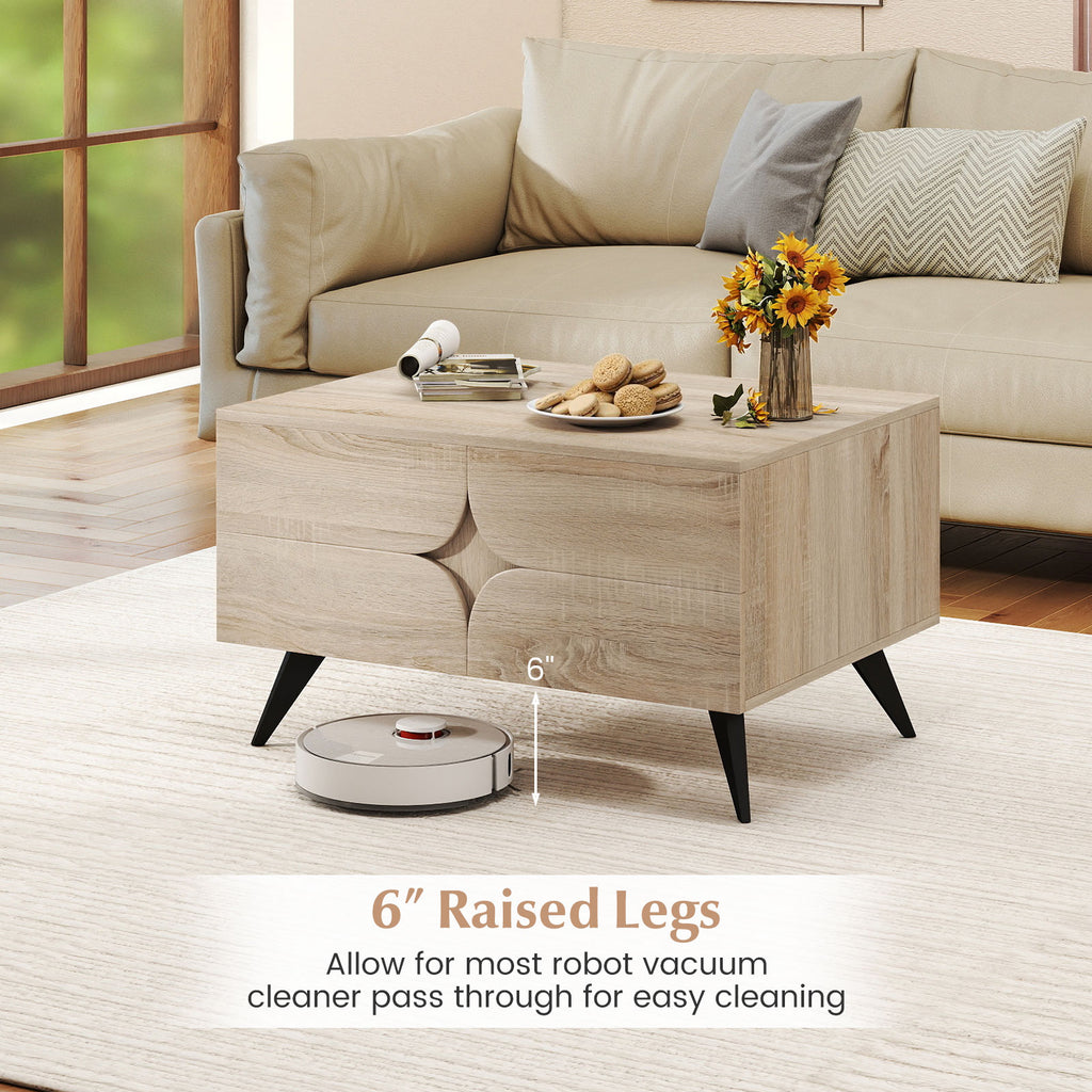 Farmhouse Coffee Table with Storage - Natural