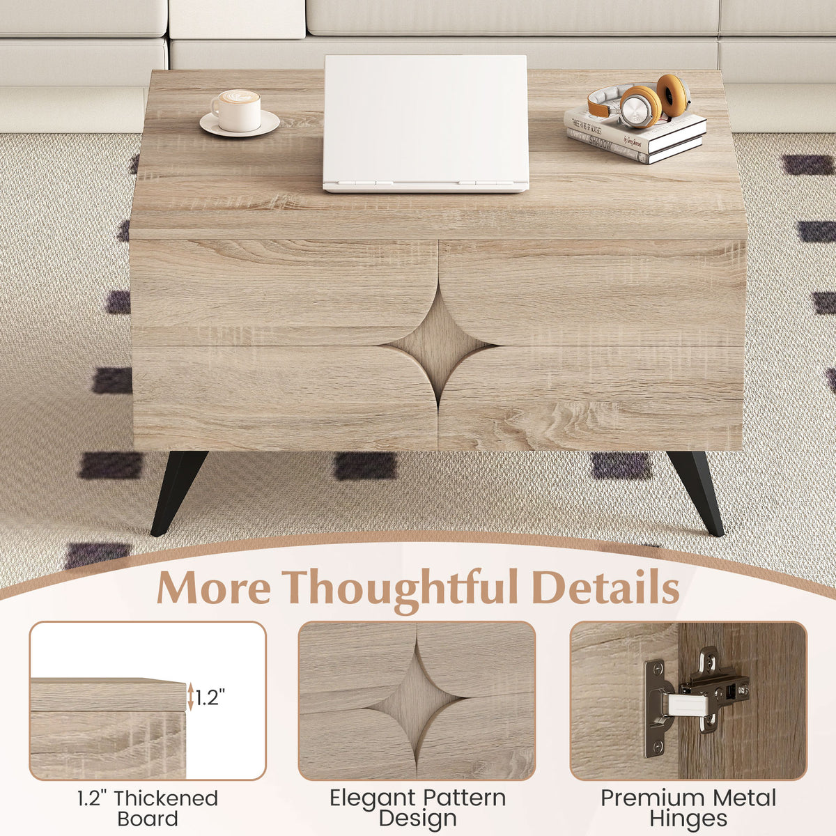 Farmhouse Coffee Table with Storage - Natural