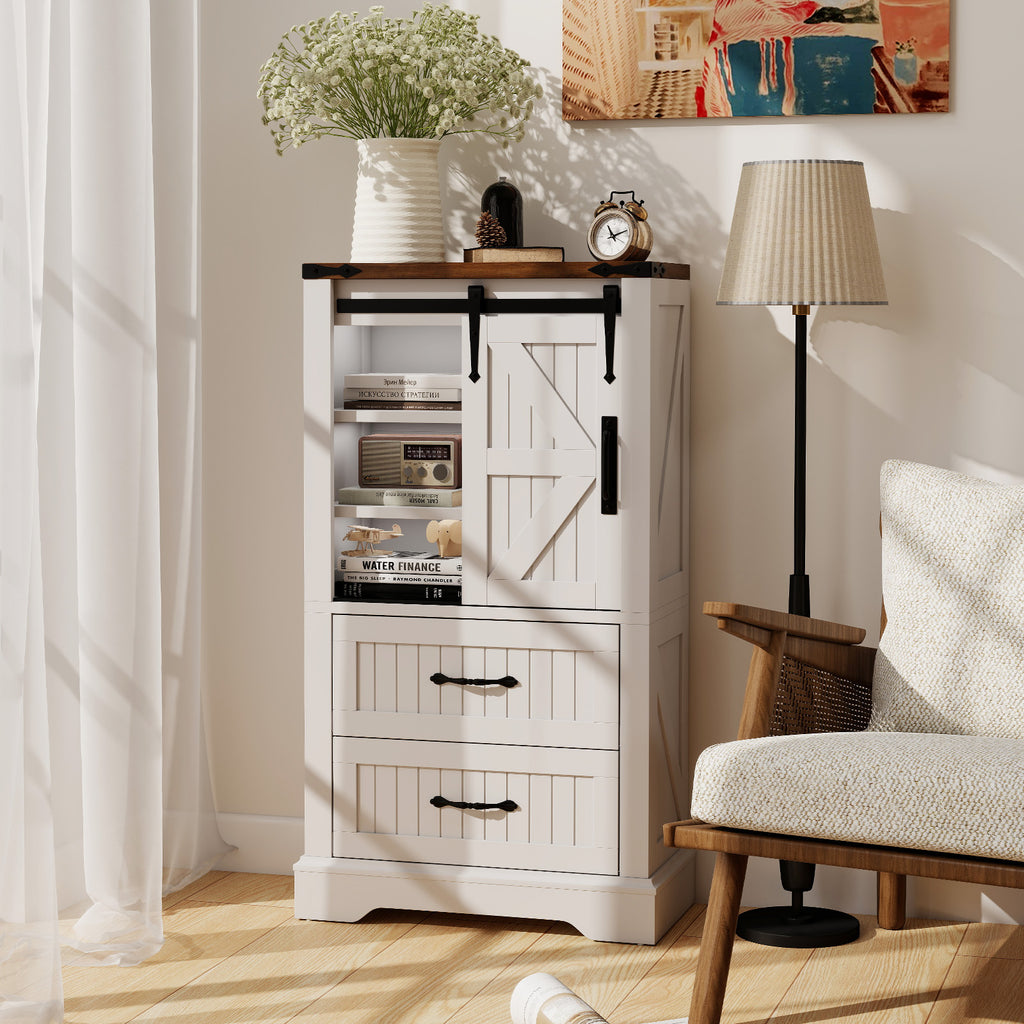 Farmhouse Bathroom Floor Cabinet Freestanding Wooden Storage Organizer