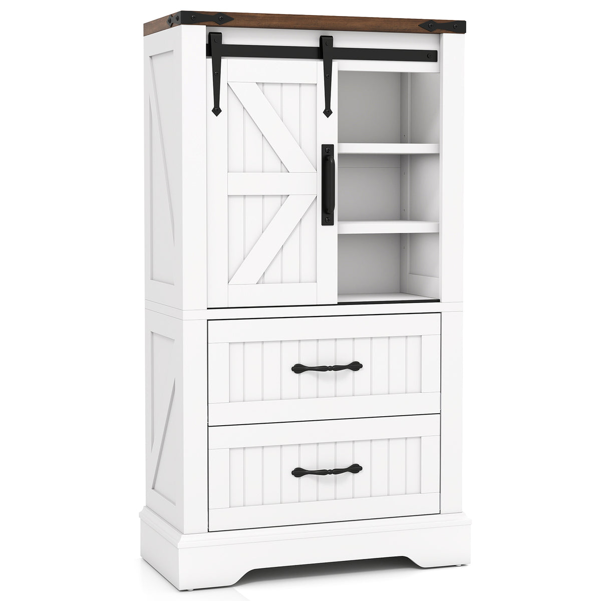 57 Inch Bathroom Tall Cabinet with 1 Door and 4 Shelves Narrow