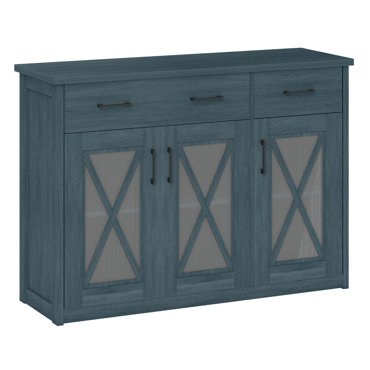 Farmhouse Buffet Sideboard 3-Door Kitchen Cabinet - Turquoise