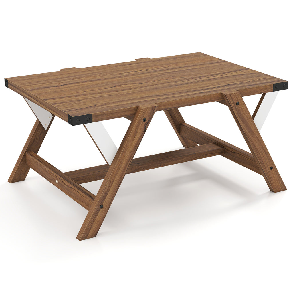 Farmhouse Center Table with Nailhead Accents - Walnut