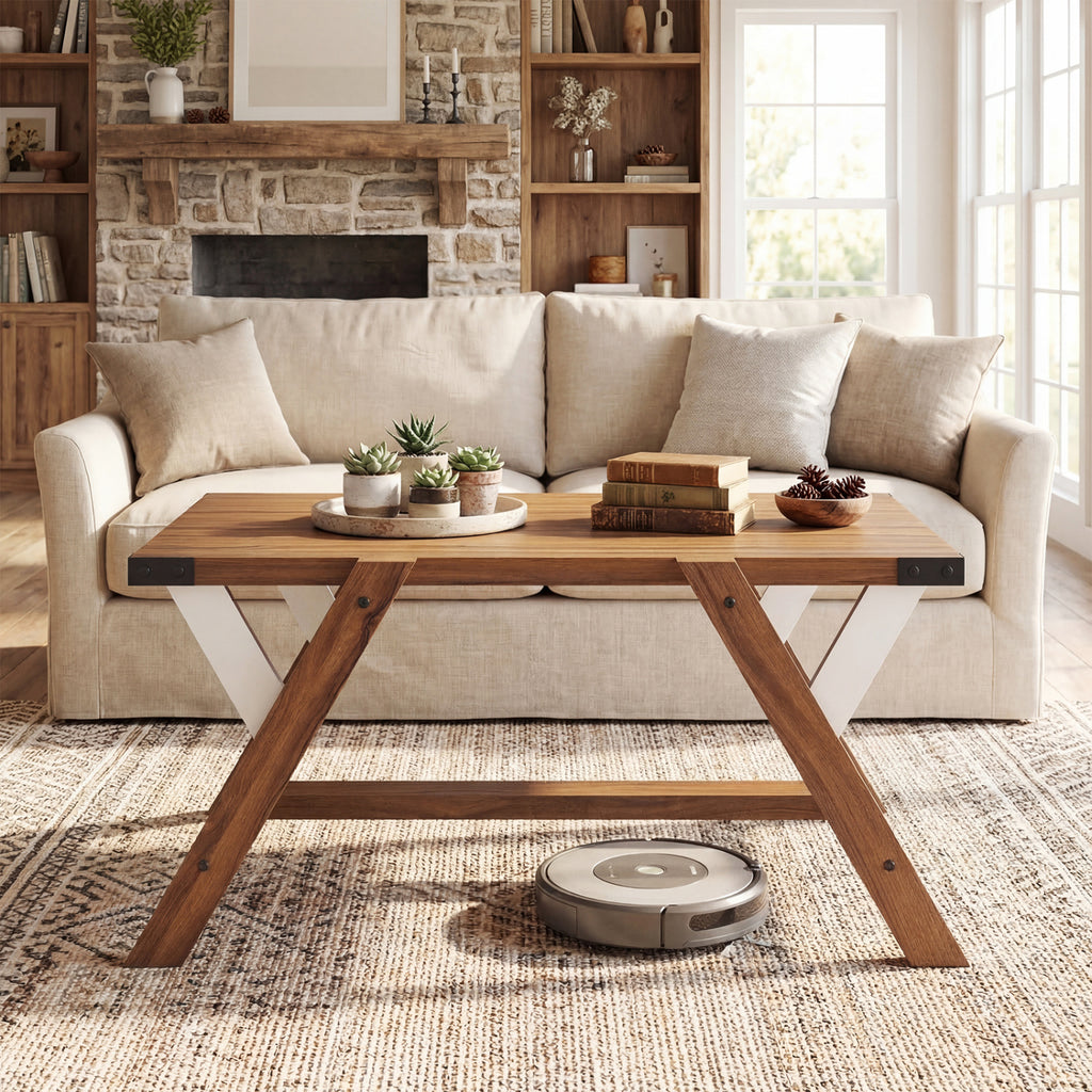 Farmhouse Center Table with Nailhead Accents - Walnut
