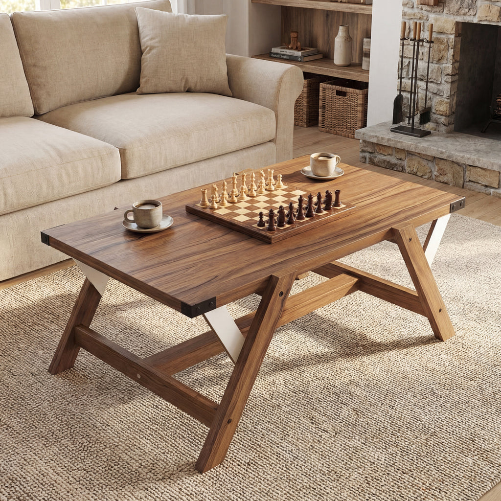 Farmhouse Center Table with Nailhead Accents - Walnut