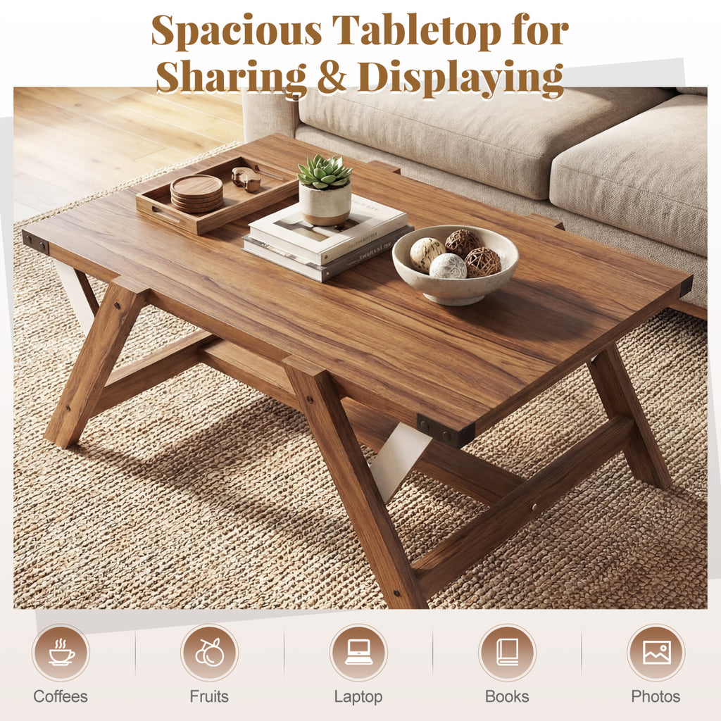 Farmhouse Center Table with Nailhead Accents - Walnut