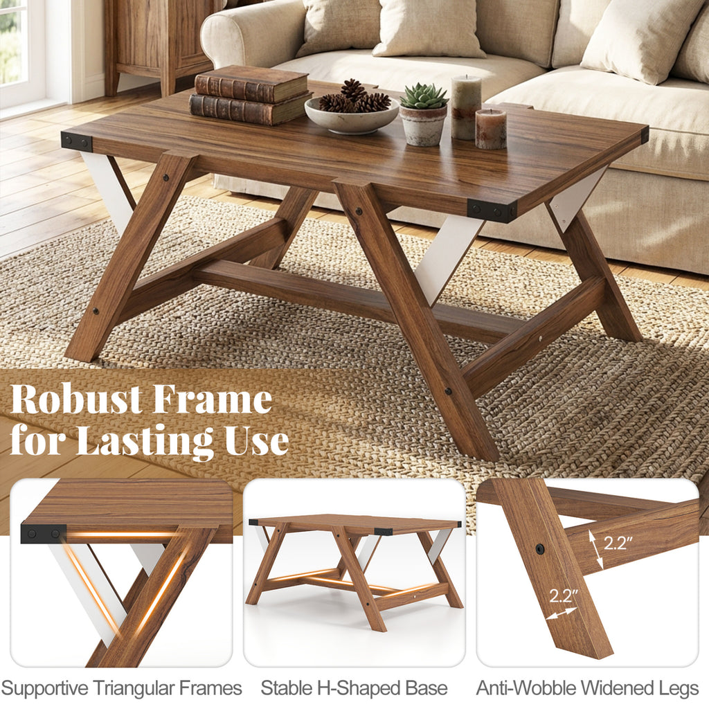 Farmhouse Center Table with Nailhead Accents - Walnut