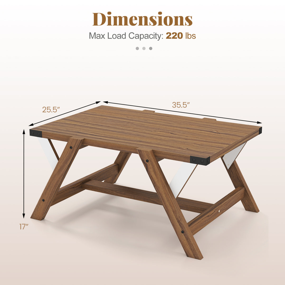 Farmhouse Center Table with Nailhead Accents - Walnut