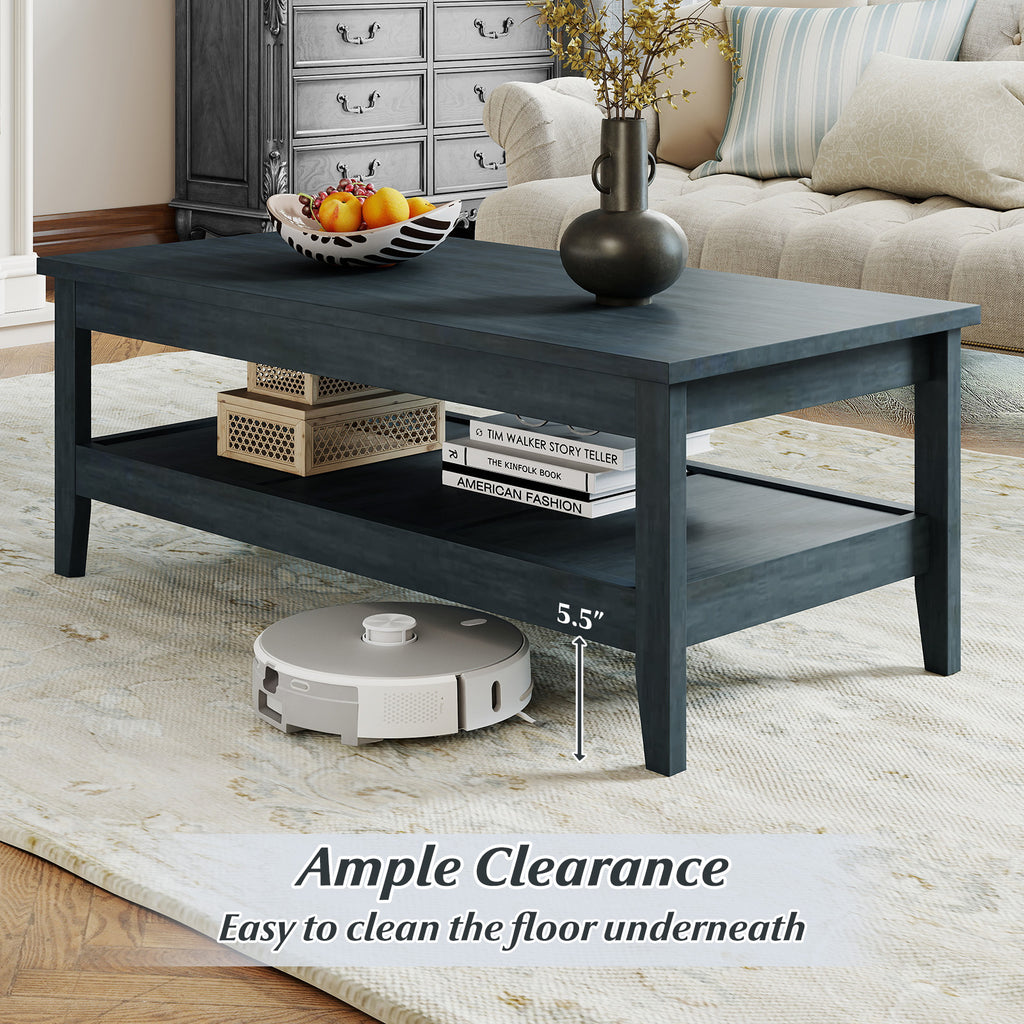 Farmhouse Coffee Table Rustic Cocktail Center Table Blue