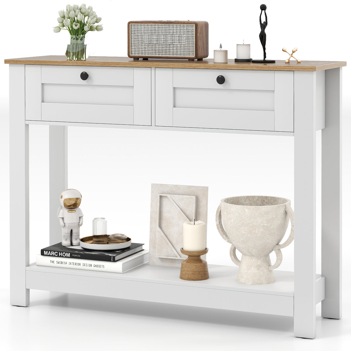 Farmhouse Console Table 42" - 2 Drawers, Entryway