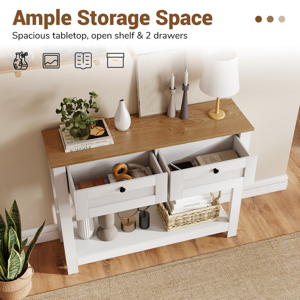Farmhouse Console Table 42" - 2 Drawers, Entryway