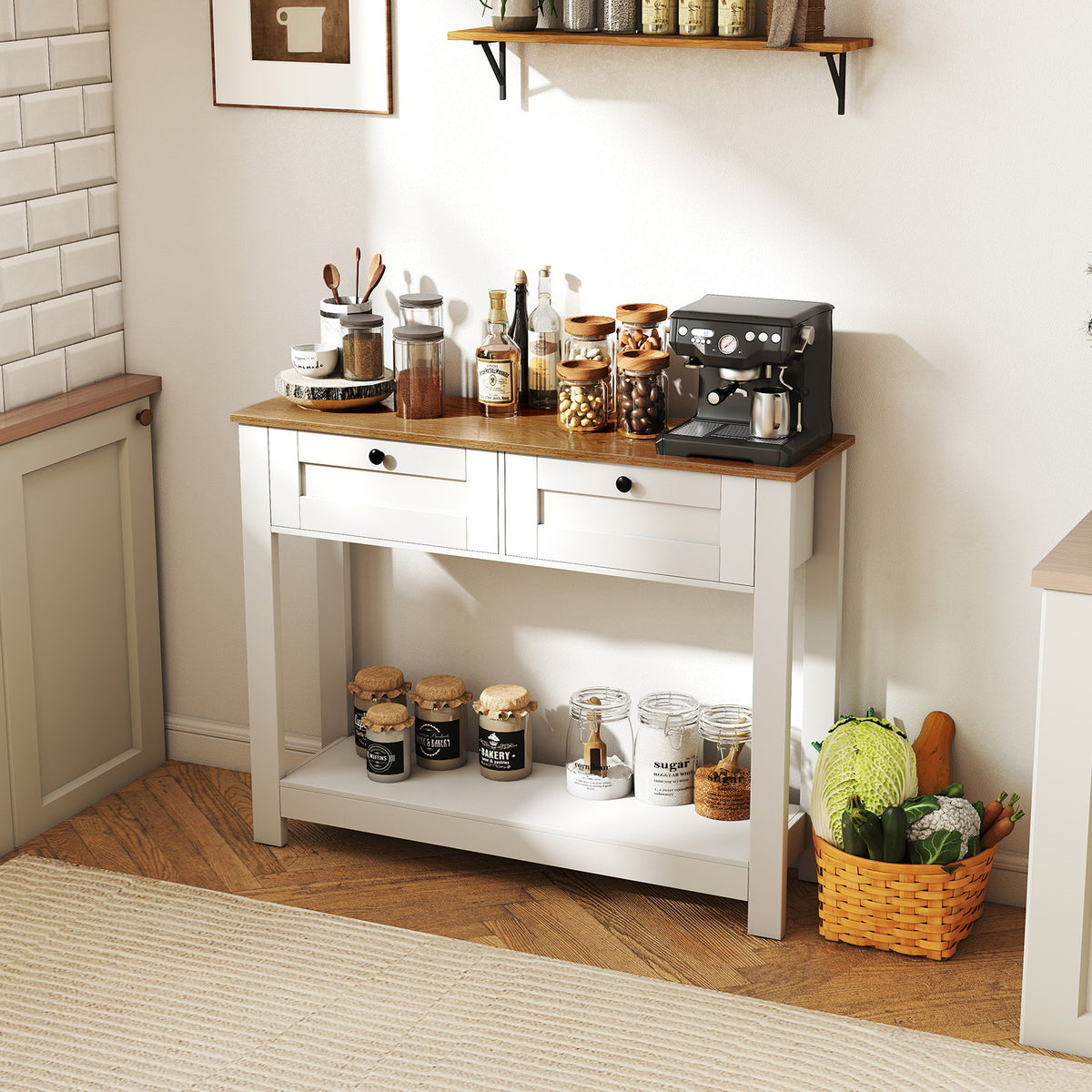 Farmhouse Console Table 42" - 2 Drawers, Entryway