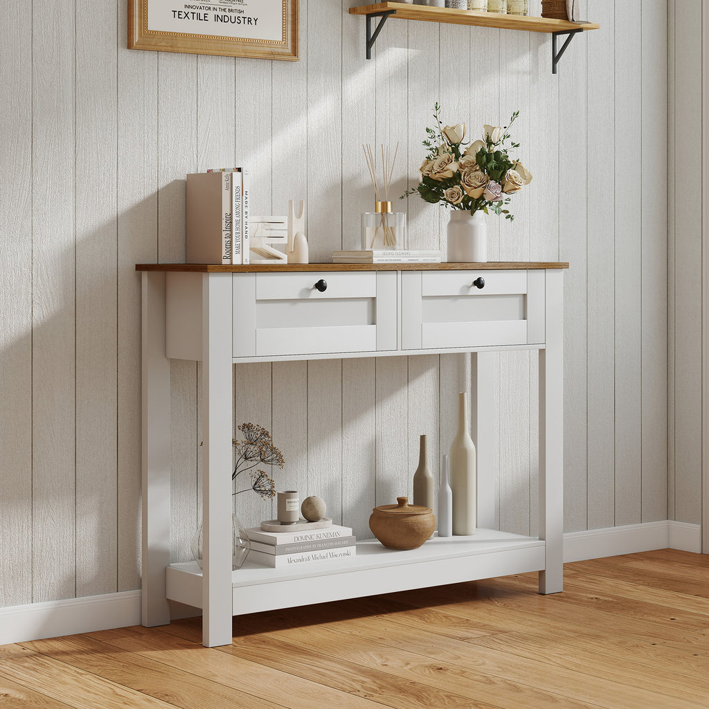 Farmhouse Console Table 42" - 2 Drawers, Entryway