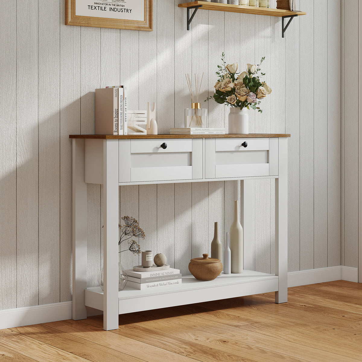 Farmhouse Console Table 42" - 2 Drawers, Entryway