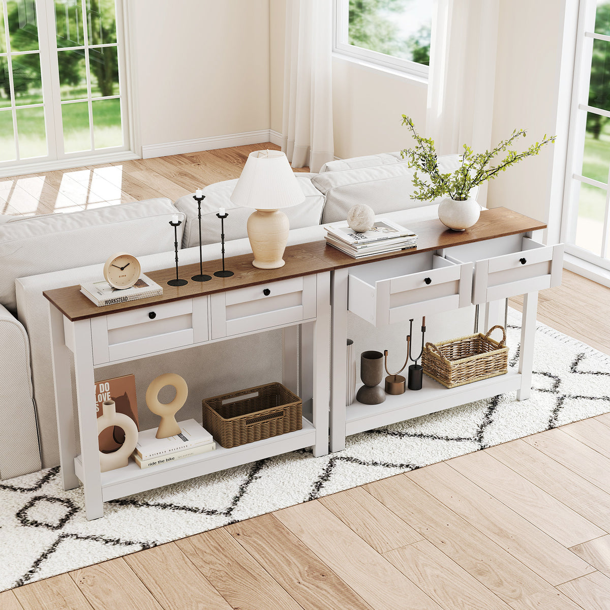 Farmhouse Console Table 42" - 2 Drawers, Entryway
