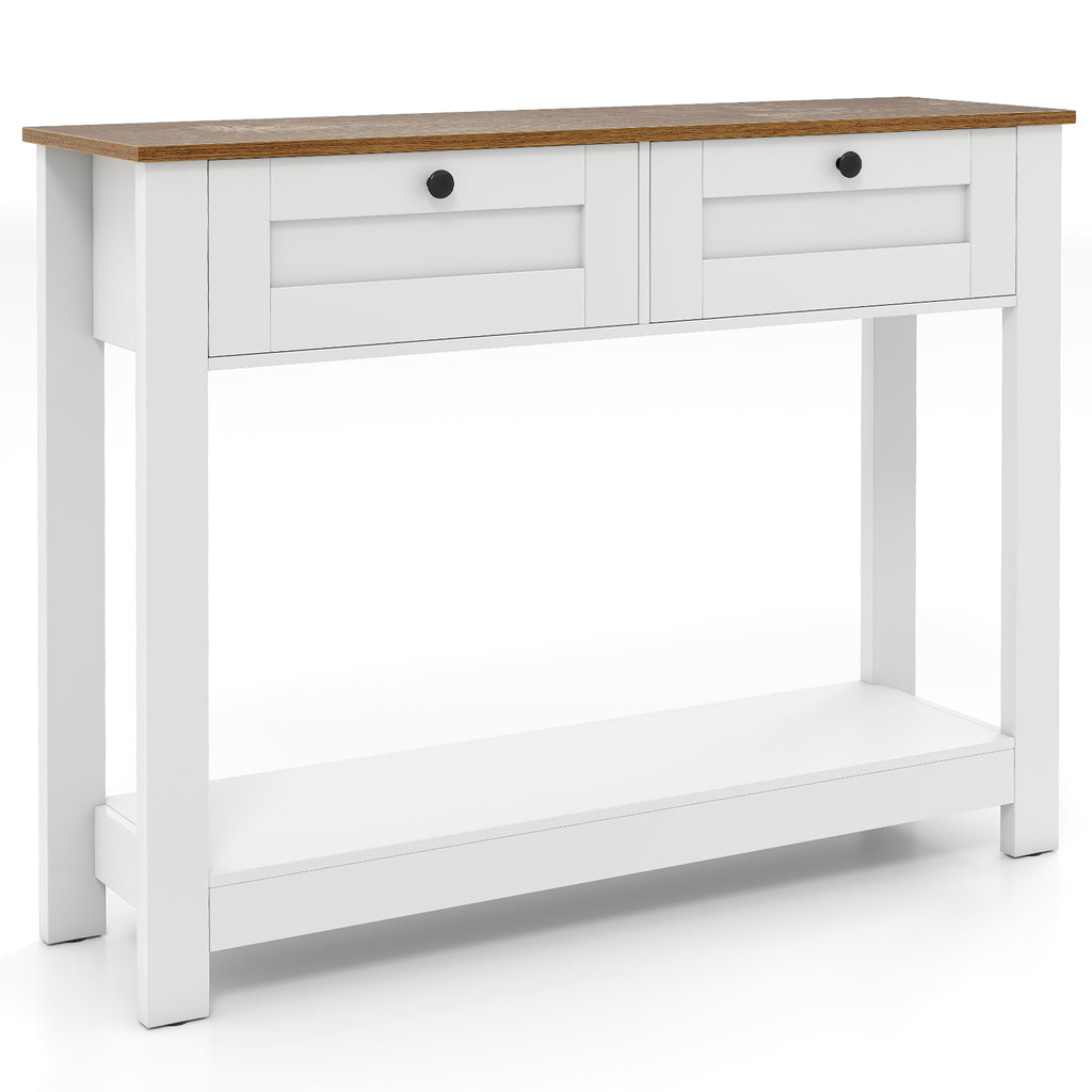 Farmhouse Console Table with 2 Drawers 42 inch Long Narrow Entryway