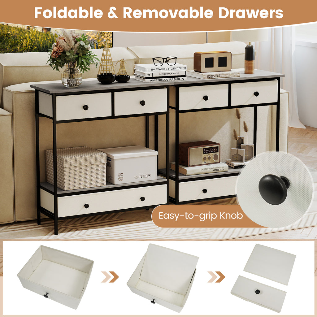 Farmhouse Console Table with Storage Drawers, Gray