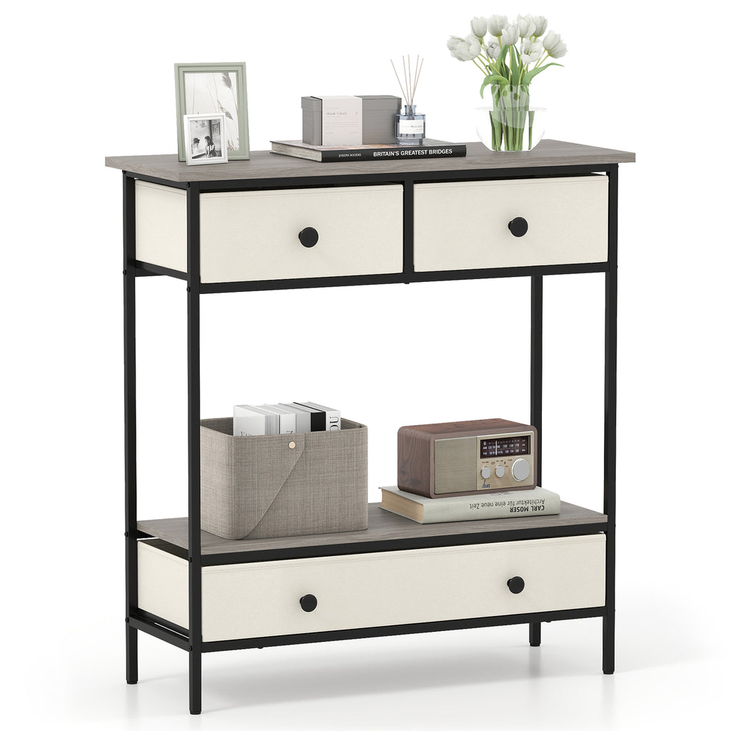 Narrow Entryway Console Table with 3 Storage Drawers - Dark Gray
