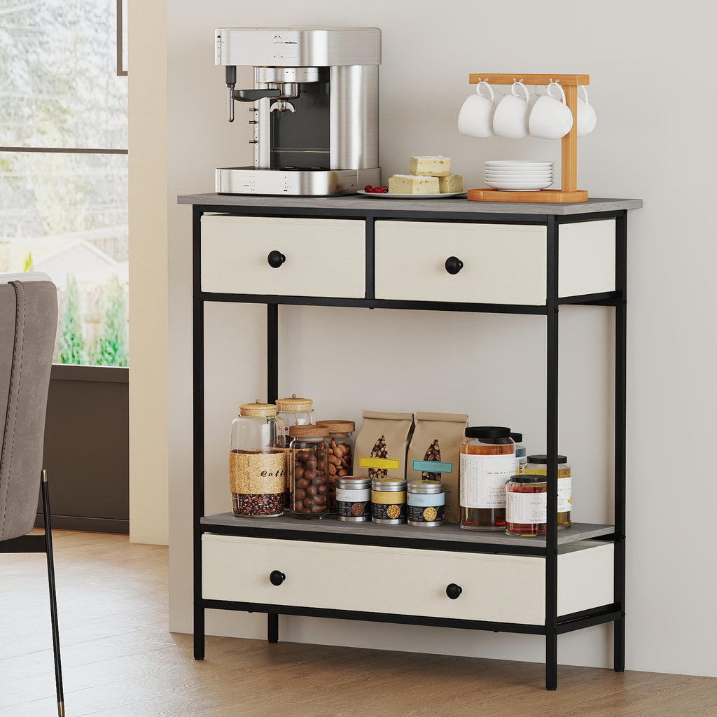 Farmhouse Console Table with Storage Drawers, Gray