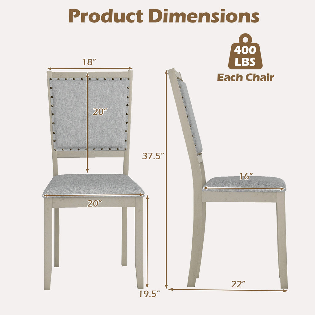 Farmhouse Dining Chair Set of 2 - Gray Upholstered
