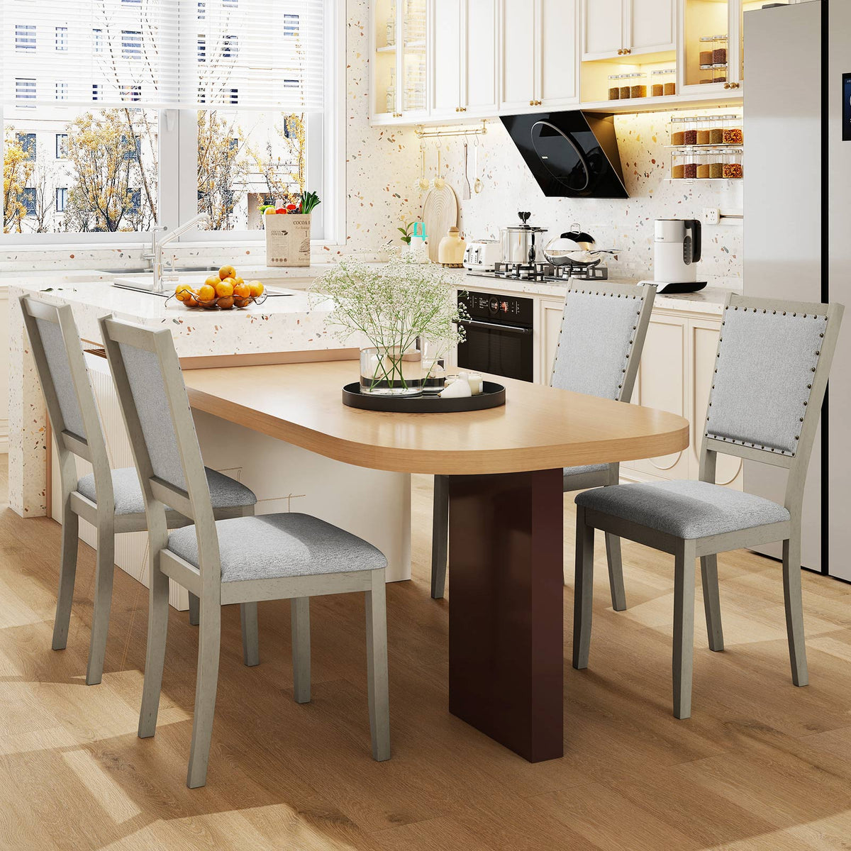 Farmhouse Dining Chair Set of 2 - Gray Upholstered