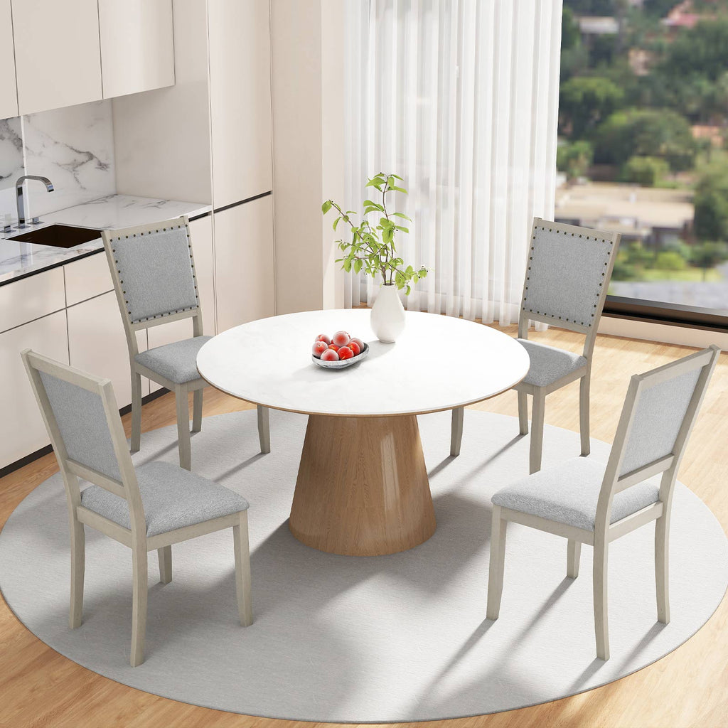 Farmhouse Dining Chair Set of 2 - Gray Upholstered