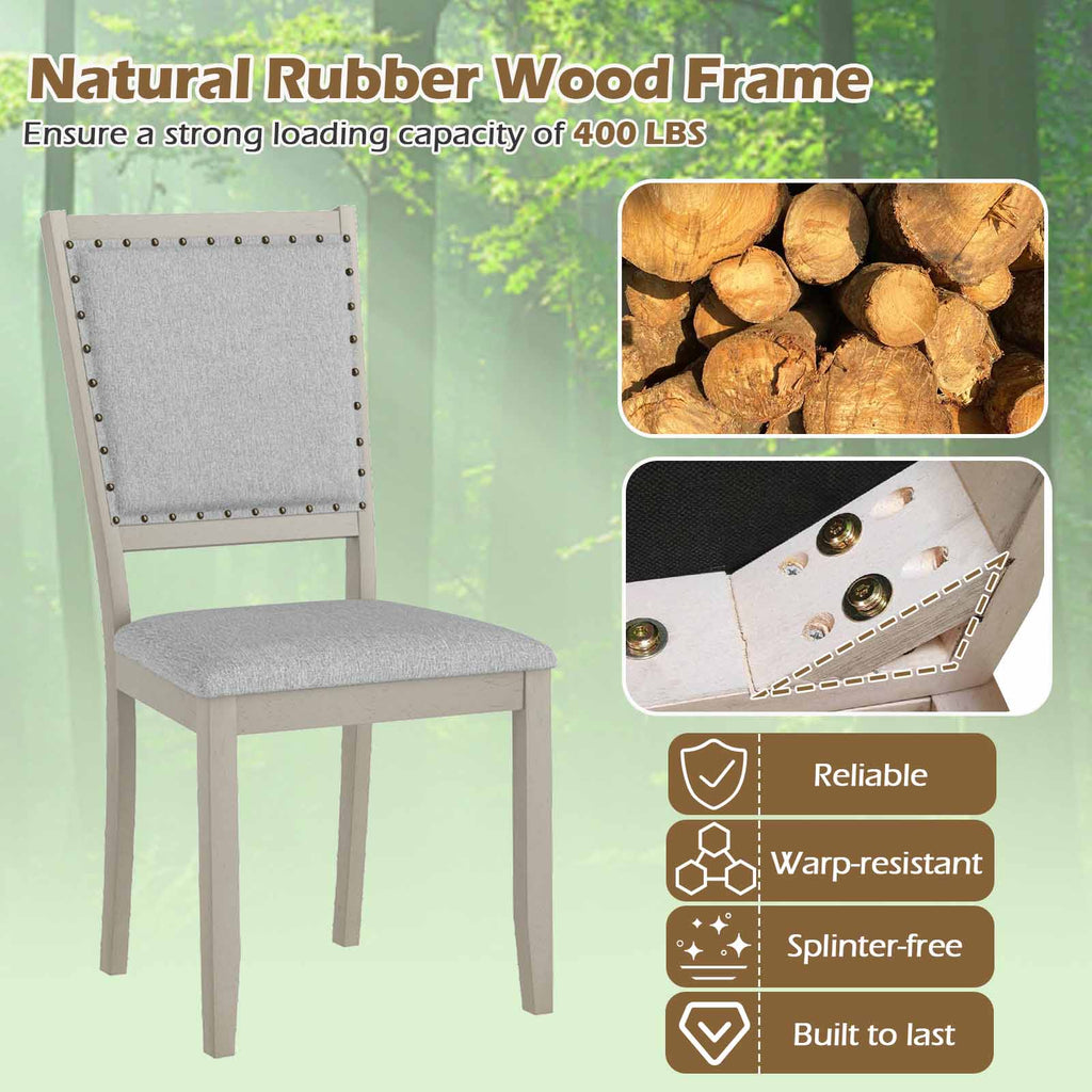 Farmhouse Dining Chair Set of 2 - Gray Upholstered