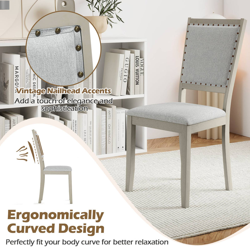 Farmhouse Dining Chair Set of 2 - Gray Upholstered