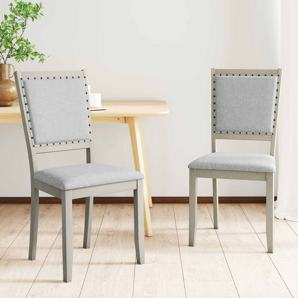 Farmhouse Dining Chair Set of 2 - Gray Upholstered