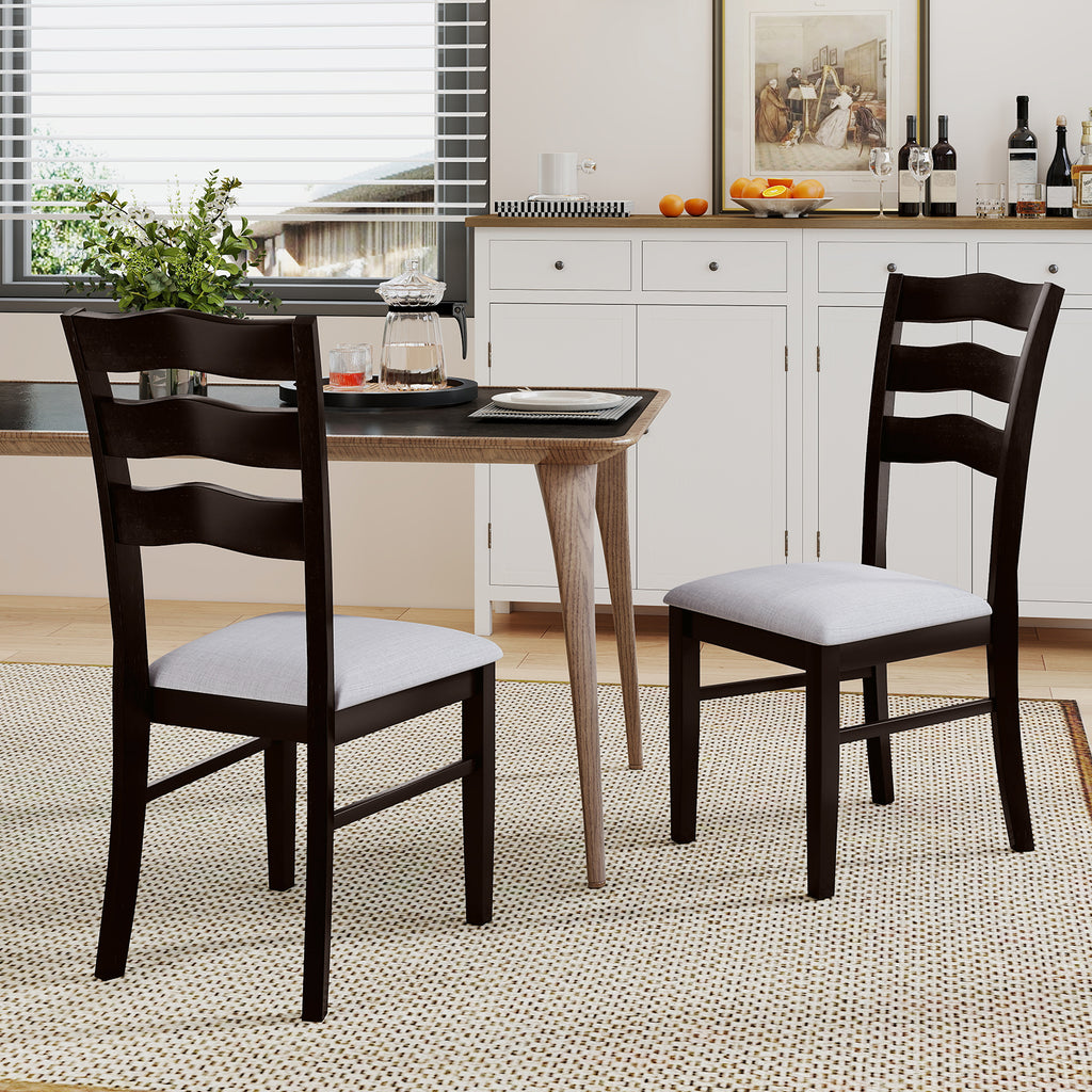 Farmhouse Dining Chairs Set of 2, Gray – Ergonomic Hollowed Backrest
