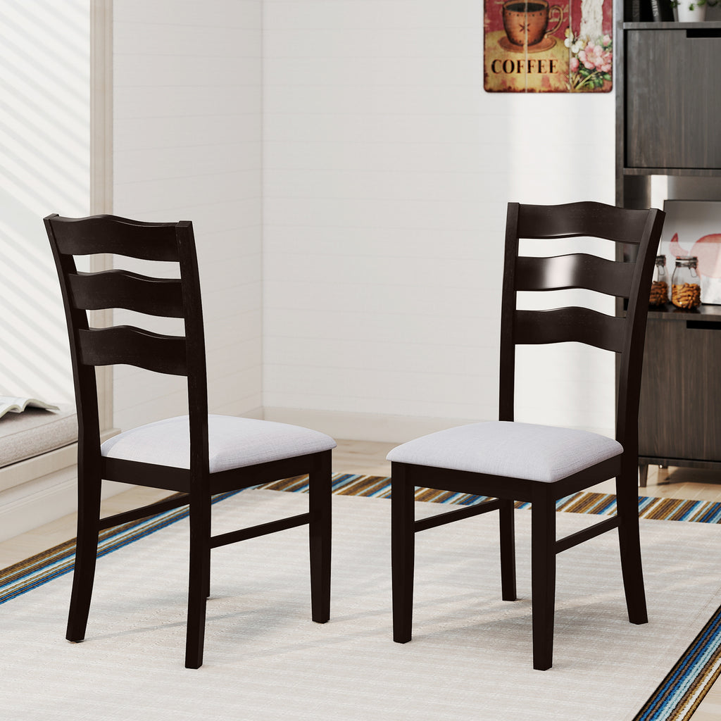 Farmhouse Dining Chairs Set of 2, Gray – Ergonomic Hollowed Backrest