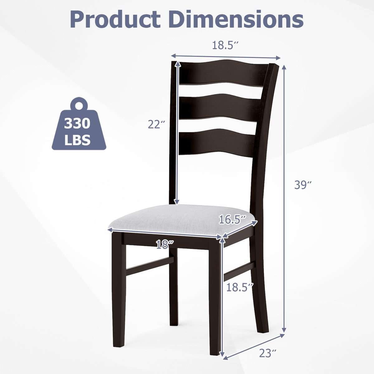 Farmhouse Dining Chairs Set of 2, Gray - Rubber Wood
