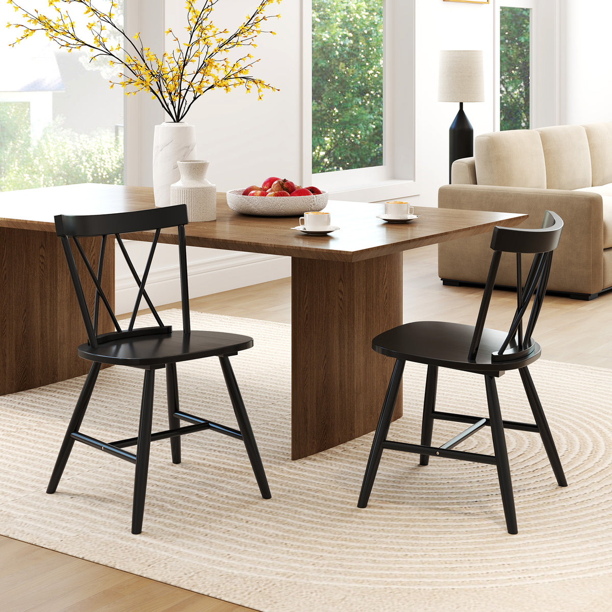 Farmhouse Dining Chair Set of 2 - Dark Brown