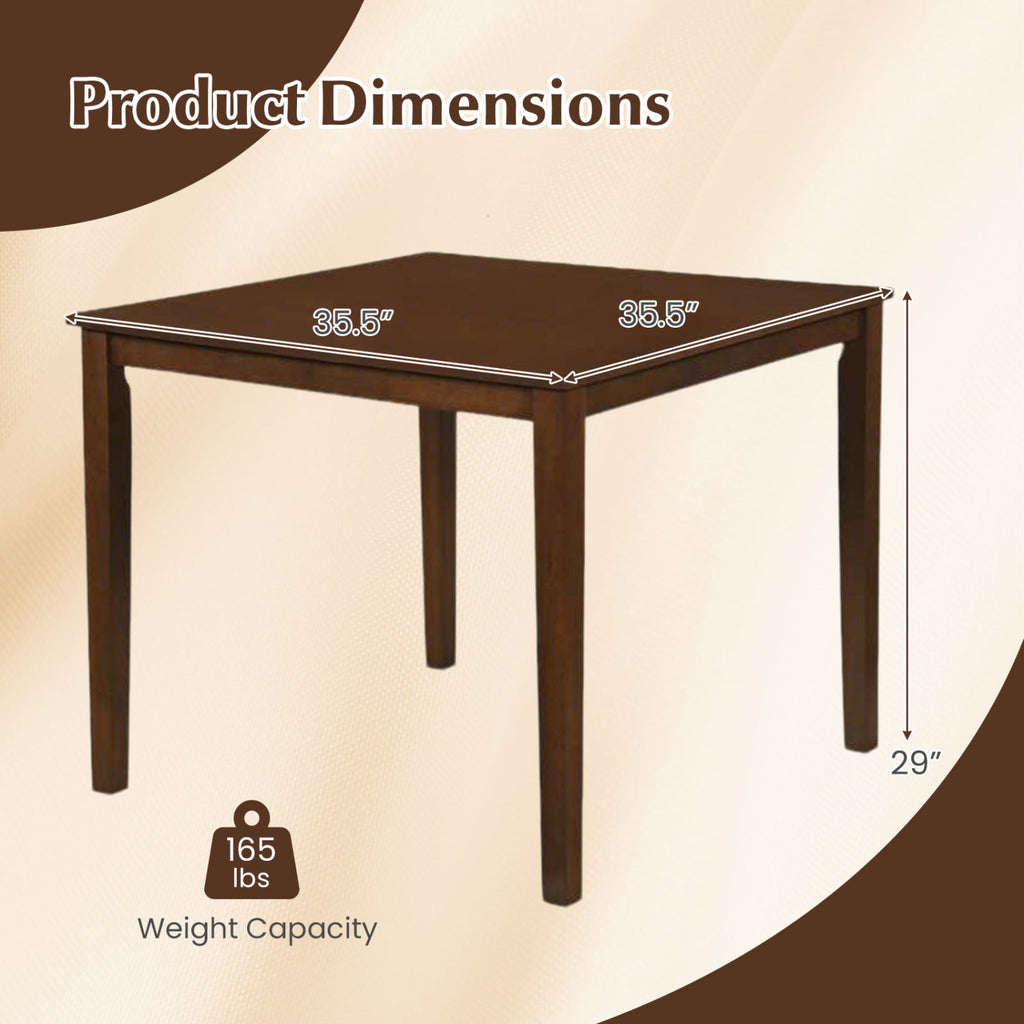 Farmhouse Dining Table for 4 - 35" Square, Walnut