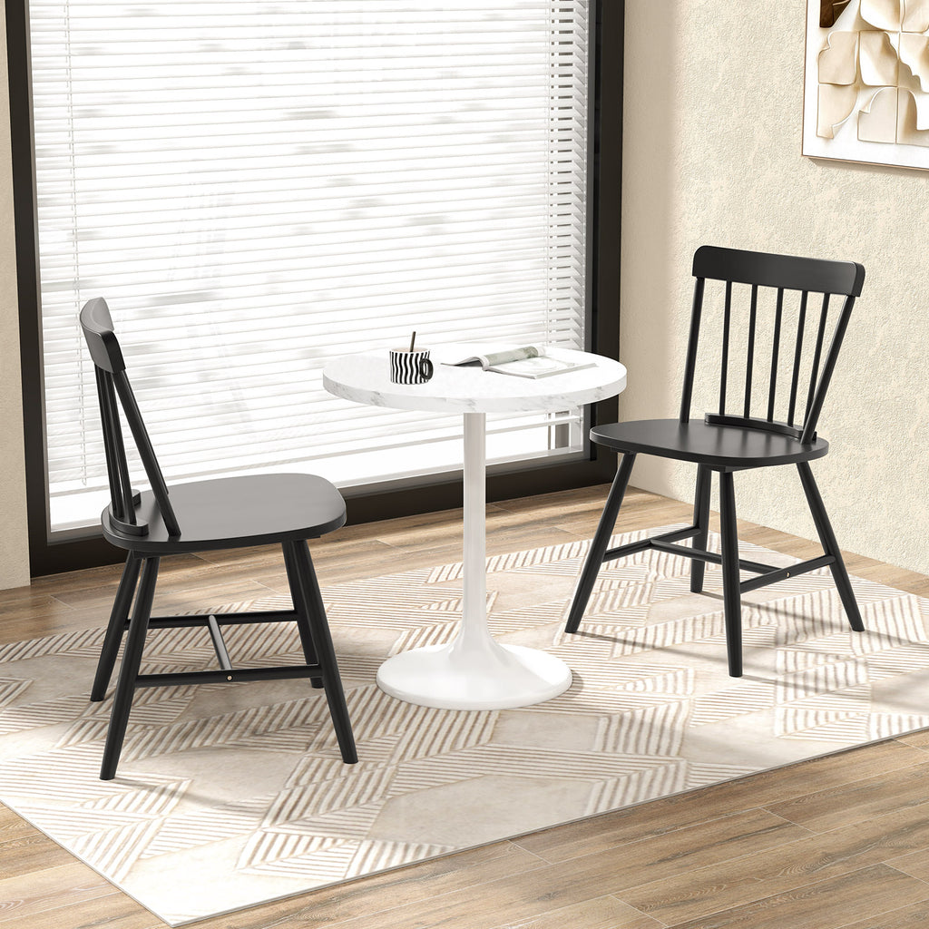 Farmhouse Kitchen Chair Set of 2, Black Fence Backrest