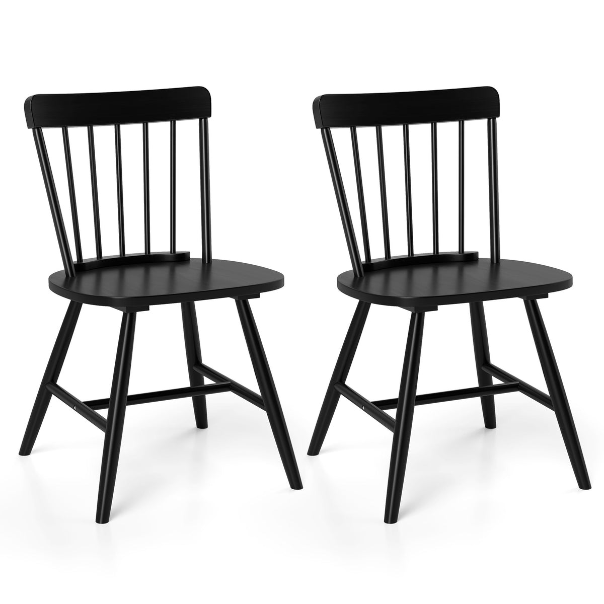 Farmhouse Kitchen Chair Set of 2, Black Fence Backrest