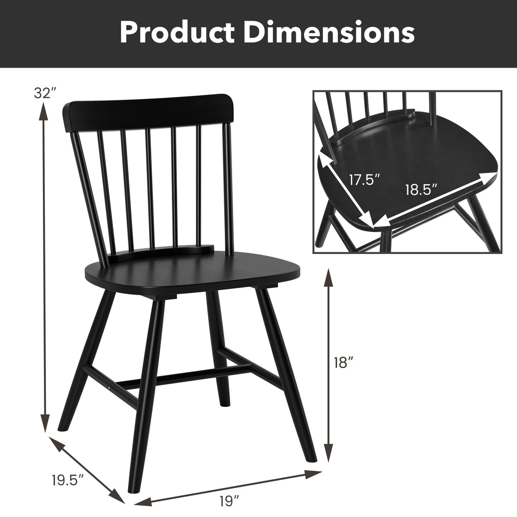 Farmhouse Kitchen Chair Set of 2, Black Fence Backrest