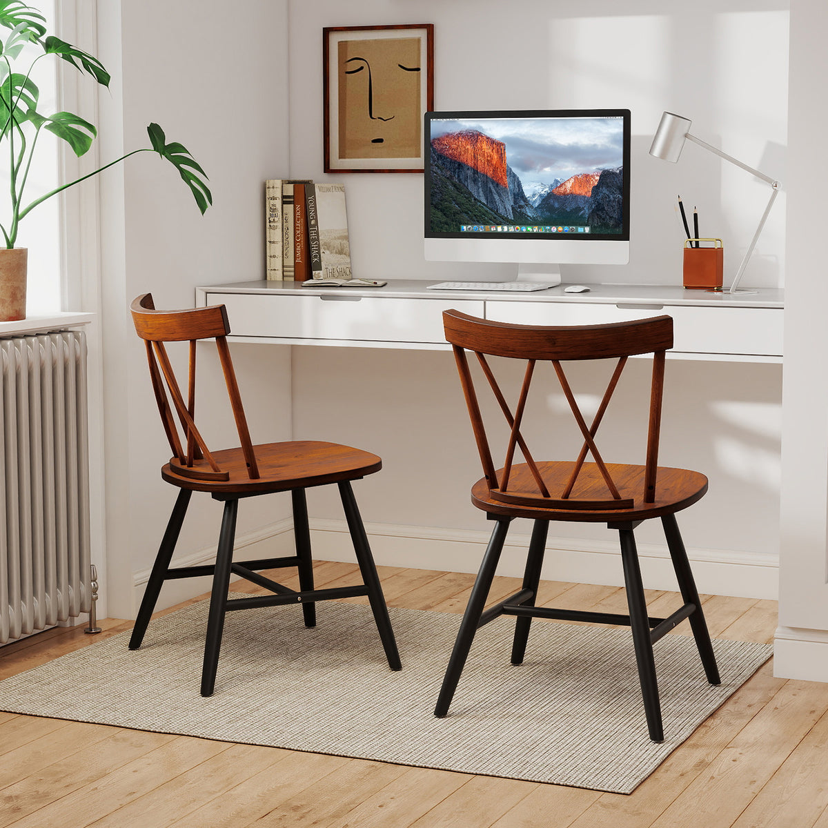 Farmhouse Dining Chair Set of 2 - Dark Brown