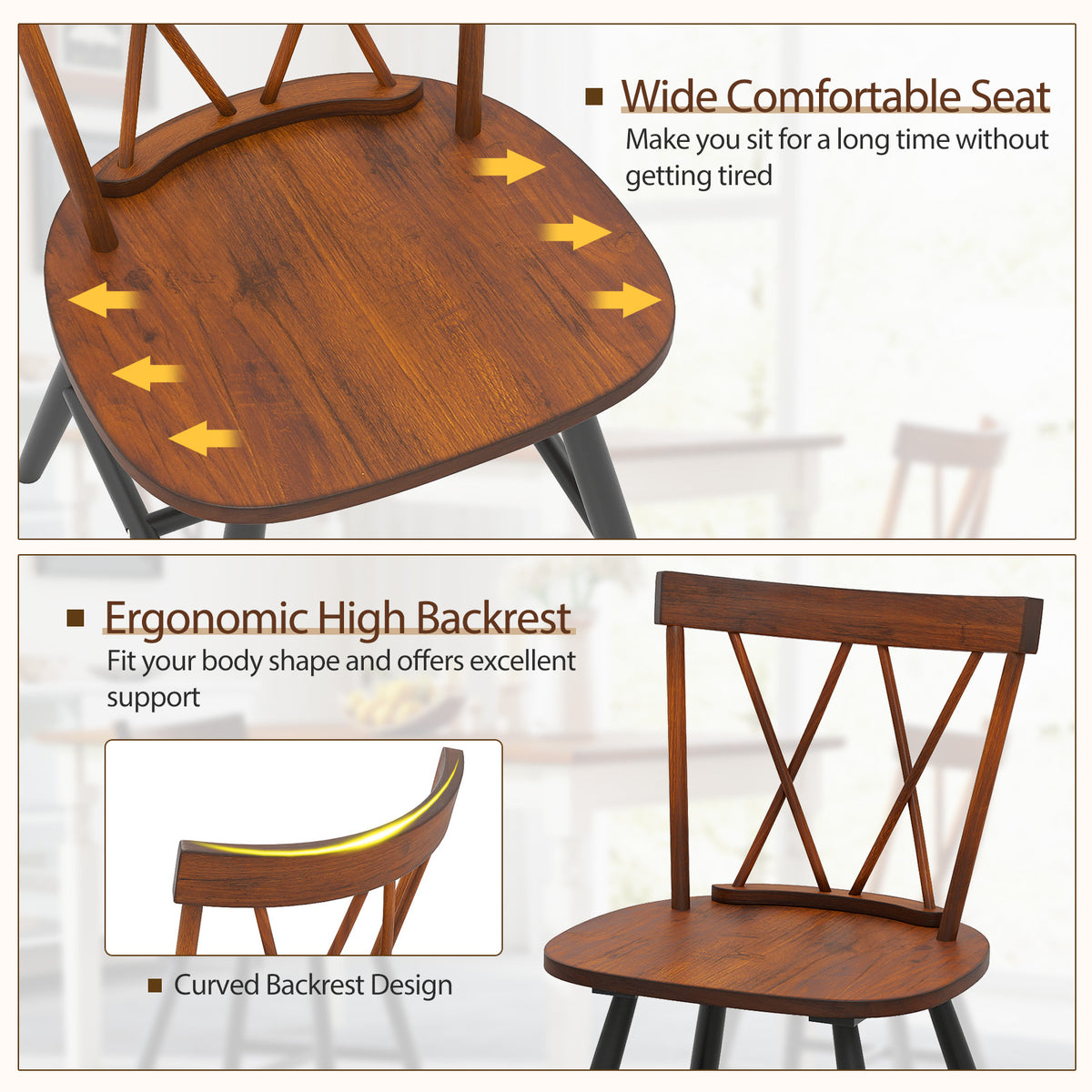 Farmhouse Dining Chair Set of 2 - Dark Brown