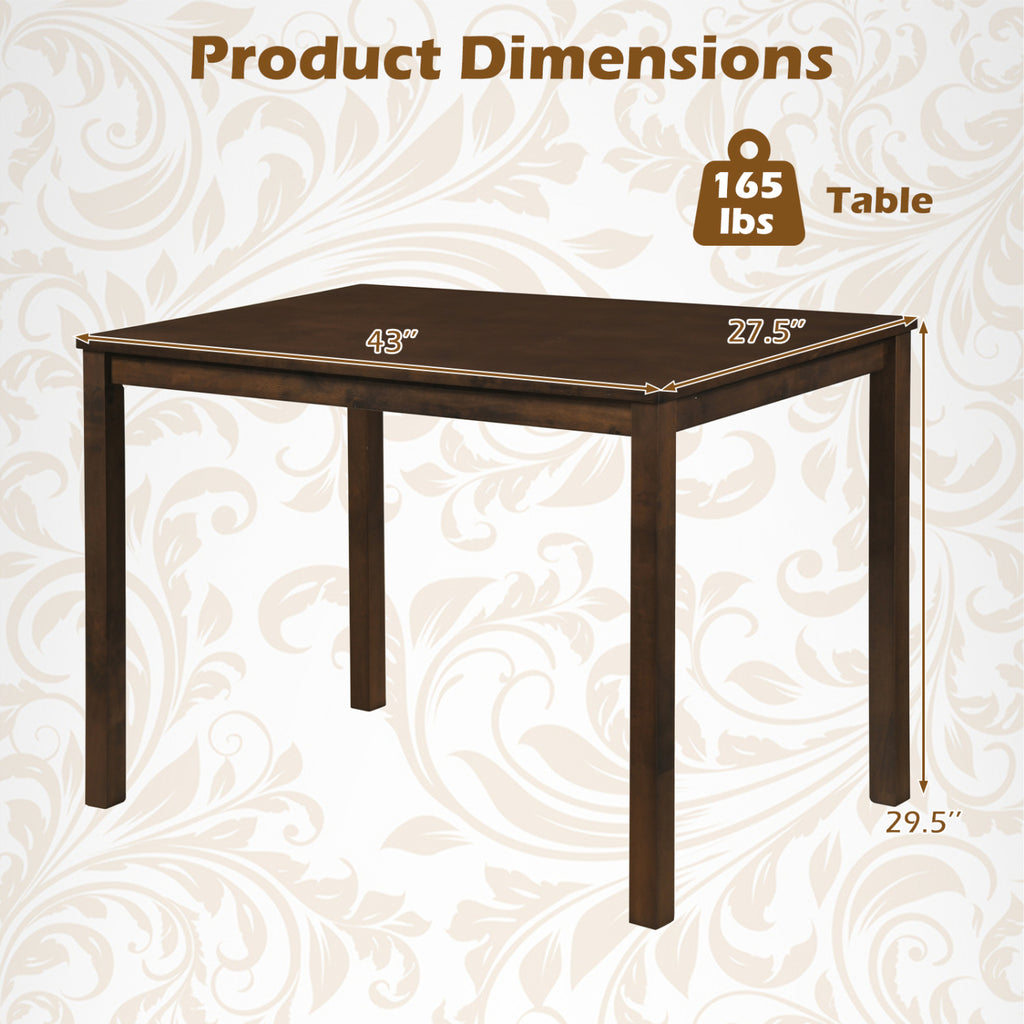 Farmhouse Kitchen Table for 4, Brown - Rubber Wood Dining Table