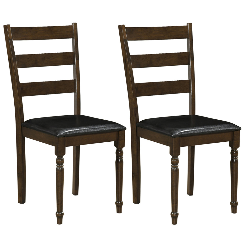 Farmhouse PU Leather Dining Chairs Set of 4 - Black
