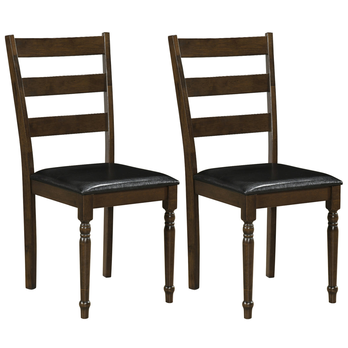 Farmhouse PU Leather Dining Chairs Set of 2 - Black